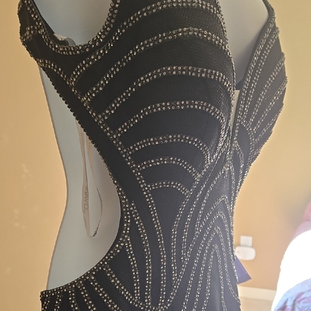 BEADED Jovani Navy Open Back Embellished Cocktail Dress NWT size 4 - Picture 15 of 16
